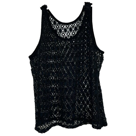 Unbranded Tops - Open Crochet Top Scoop Neck Sleeveless 3X Black Boho Beachy Feastival Lagenlook